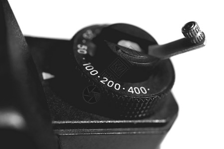 旧相片相机曝光控制 knob 背景 黑白大型特写背景图片