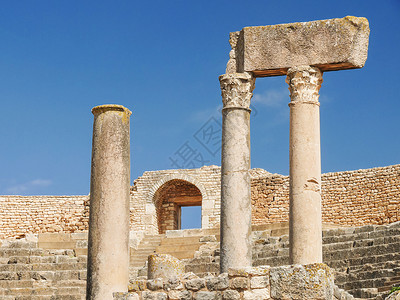 突尼斯世界遗产所在地纪念碑首都柱子建筑学天空剧院脚步地标观光旅行背景图片