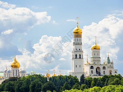 广寒宫内伊凡大钟塔 莫斯科克里姆林宫内正统教堂 俄国著名的中世纪地标背景