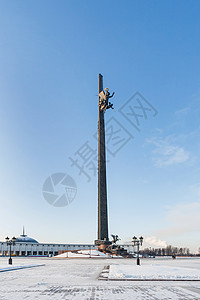 莫斯科的胜利公园 专用于纪念19411945年第二次世界大战 日落冬日 俄罗斯旅行博物馆纪念馆地标观光雕塑正方形记忆首都全景背景图片