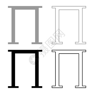 Pi 希腊符号大写字母大写字体图标轮廓设置黑色灰色矢量插图平面样式 imag背景图片