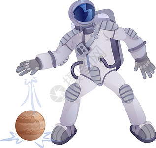 宇航员和行星平面卡通矢量图 宇航员背景图片