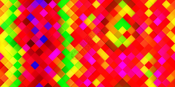 黄色红色绿色无缝明亮方形背景 五颜六色的马赛克网格灯纹理 美丽的现代几何平面设计背景图片