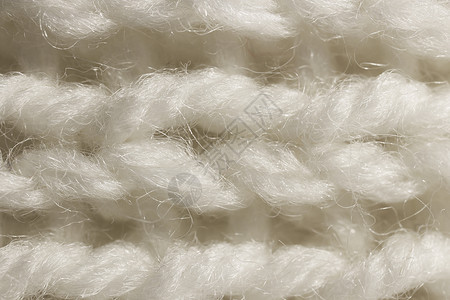 白色羊毛针织质地 水平沿编织钩针详细行 毛衣纺织背景 微距特写针织品衣服织物纺织品手工背景图片