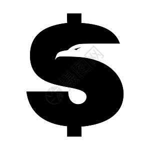 鹰图标带有鹰形轮廓的美国货币或美元符号-应用程序和网站的矢量图标设计图片