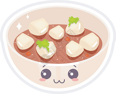 干锅日本豆腐中国可爱的卡哇伊矢量特征插画