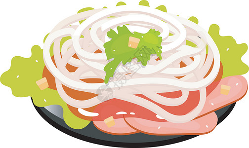 火腿沙拉猪肉片配甜洋葱颜色 ico插画
