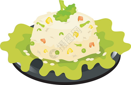 烩饭中国米饭与蔬菜颜色 ico插画