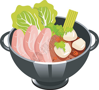 卷心菜汤日本汤配猪肉片颜色 ico插画