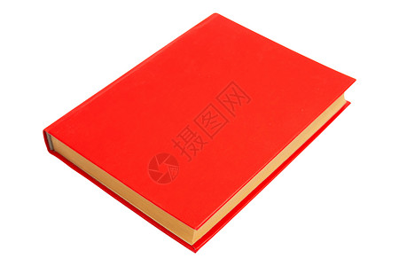 红色封面的书白色背景的红封面书 旧纸本精装古董教科书学习科学文学学校书店空白知识背景