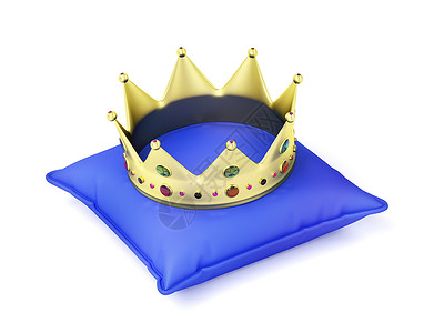 皇金王冠皇帝钻石宝石君主冠冕蓝色领导者典礼女王加冕高清图片