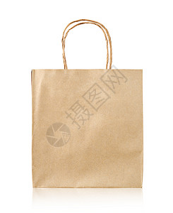 白色背景的文具纸袋被隔离棕色贸易店铺商业商品环境回收包装购物生态背景图片