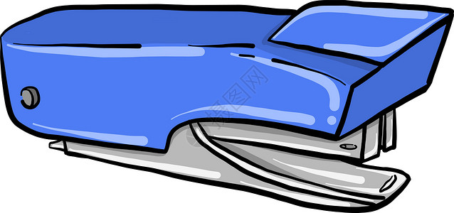 白色背景上的金属蓝色订书机插图矢量背景图片
