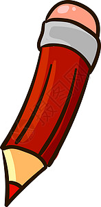 白色背景上的红色铅笔学习夹子橡皮绘画石墨艺术木头卡通片乐器背景图片
