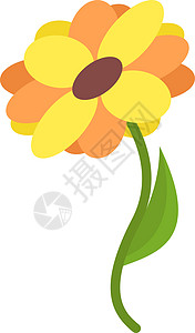 白色背景上的黄色叶子植物插图黑色热带海报艺术花瓣打印刷子背景图片