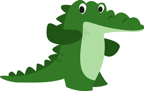 白色背景上的绿色鳄鱼插画矢量野生动物爬虫动物园吉祥物动物丛林生物乐趣卡通片热带背景图片