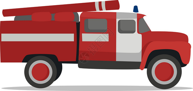 白色背景上的消防车插画矢量背景图片