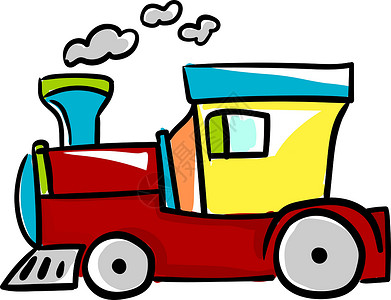 白色背景上的五彩旅行绘画乐趣孩子机车玩具婴儿铁路童年车轮背景图片
