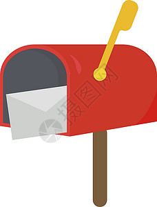 白色背景上的红色地址办公室信封邮箱盒子邮件文档送货邮政服务背景图片