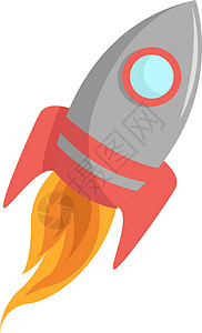 白色背景上的太空火箭插画矢量夹子航班插图旅行艺术科学发射金属飞船红色背景图片