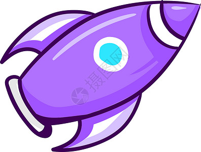 白色背景上的紫色太空火箭插画矢量背景图片