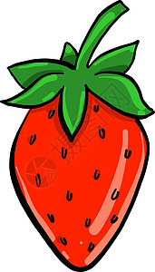 草莓水果叶子插图浆果绘画食物绿色甜点水彩红色背景图片