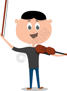 拉小提琴男生白色背景上的音乐卡通片乐器男生玩家男人小提琴家音乐会乐队男性插画
