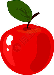 有机苹果白色背景上的红苹果果汁绿色叶子红色插图食物饮食艺术插画