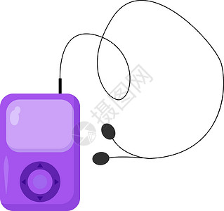 苹果插头白色背景上的紫色 mp3插画