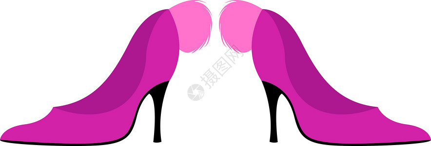 白色背景上的粉色女鞋女性鞋类皮革女士配饰魅力插图插画