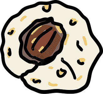 白色背景上的脆饼圆形甜点早餐巧克力食物小吃包装芯片饼干插图背景图片