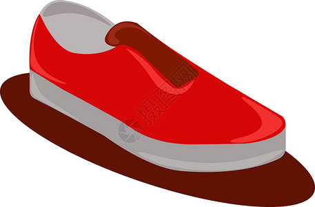 白色背景上的红鞋插画矢量运动运动鞋红色训练橡皮插图鞋类衣服背景图片