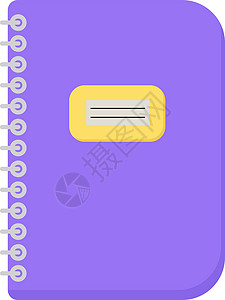 白色背景上的紫色学校软垫笔记黑色空白螺旋笔记本钱包记事本商业背景图片