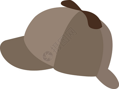 白色背景上的棕色夏洛克帽子插画矢量背景图片