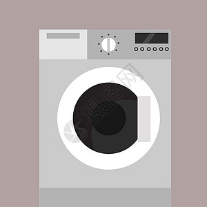 白色背景上的洗衣机插画矢量技术电气家务插图机器垫圈衣服洗涤剂器具洗衣店背景图片