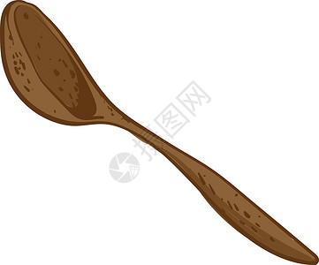 白色勺子白色背景上的木勺勺子艺术厨具厨房绘画食物剪贴木头用具工具插画