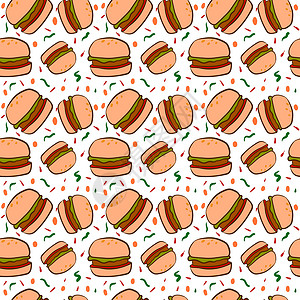 白色背景上的汉堡卡通片食物墙纸菜单芝士餐厅包子小吃背景图片