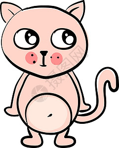 粉色舌头的猫白色背景上的粉红色小猫卡片绘画动物涂鸦蓝色卡通片乐趣猫咪猫科设计图片