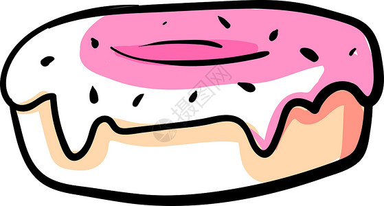 水彩粉色甜甜圈白色背景上的粉色甜甜圈插画
