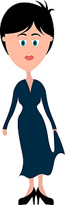 白色背景上的蓝色连衣裙插画矢量的女士背景图片