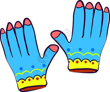 白色背景上的蓝色手套插画矢量安全橡皮运动网络手指乳胶工作工具背景图片
