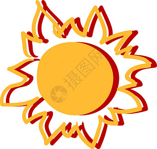 白色背景上的平面卡通片太阳射线黄色天气阳光日落标识日出季节背景图片