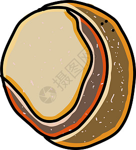 白色背景上的糖插图圆形蛋糕甜点早餐饼干小吃食物卡通片棕色背景图片