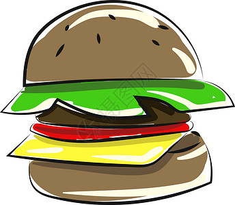 地窝堡白色背景上的汉堡菜单绘画午餐插图艺术草图面包牛肉小吃食物插画