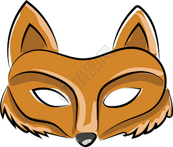 面具素材半脸白色背景上的狐狸绘画艺术野生动物动物哺乳动物橙子插图卡通片标识生活设计图片
