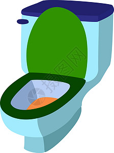 白色背景上的马桶厕所壁橱浴室座位陶瓷卫生制品插图蓝色卫生间背景图片
