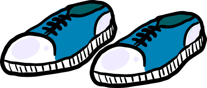 运动鞋鞋白色背景上的蓝色运动鞋插画矢量运动员插图橡皮健身房绘画训练运动培训师衣服活动插画