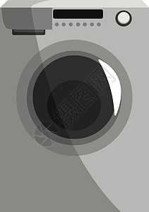 白色背景上的灰色洗衣机插画矢量背景图片