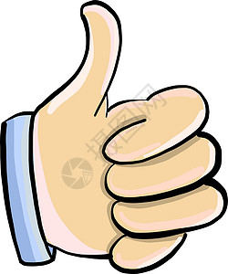 在白色背景上竖起大拇指按钮手指社会拇指投票插图互联网网络社区背景图片