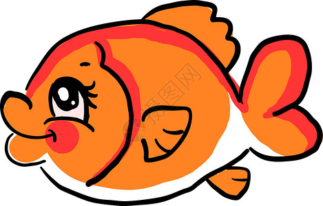 幽闭恐惧症白色背景上的胖金鱼插画矢量插画